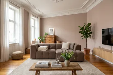 Puffy 3-seters boblete sofa med divan høyre - Brun - Møbler - Sofaer - Sofaer med sjeselong - 3 seters sofa med divan