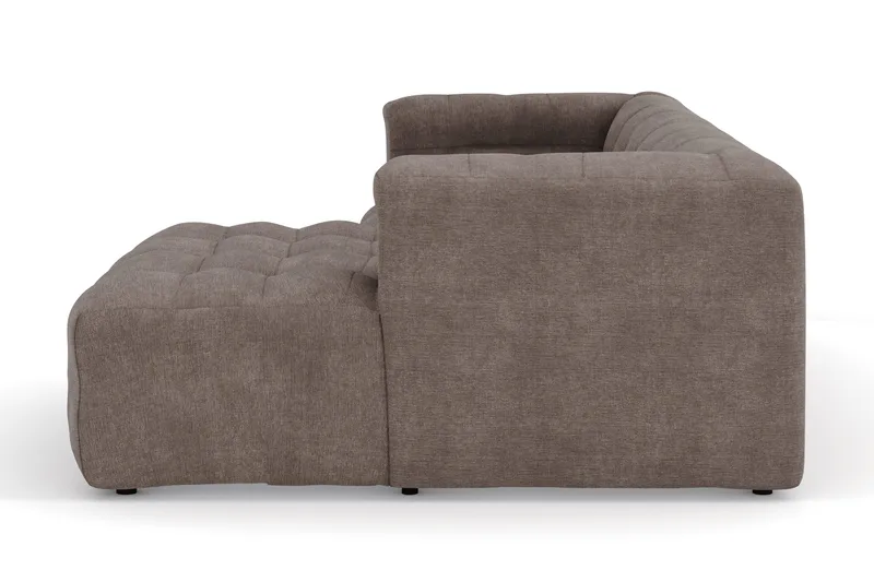 Puffy 3-seters boblete sofa med divan høyre - Brun - Møbler - Sofaer - Sofaer med sjeselong - 3 seters sofa med divan