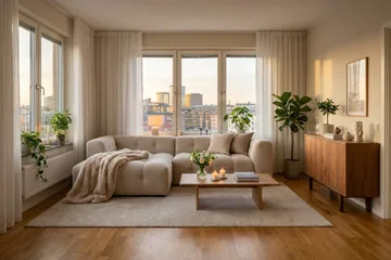 Puffy 3-seters boblete sofa med divan venstre - Beige - Møbler - Sofaer - Sofaer med sjeselong - 3 seters sofa med divan