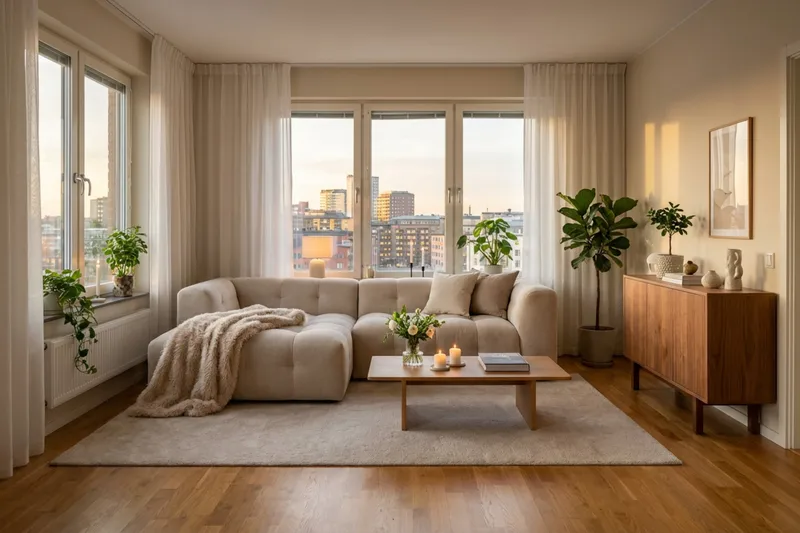 Puffy 3-seters boblete sofa med divan venstre - Beige - Møbler - Sofaer - Sofaer med sjeselong - 3 seters sofa med divan