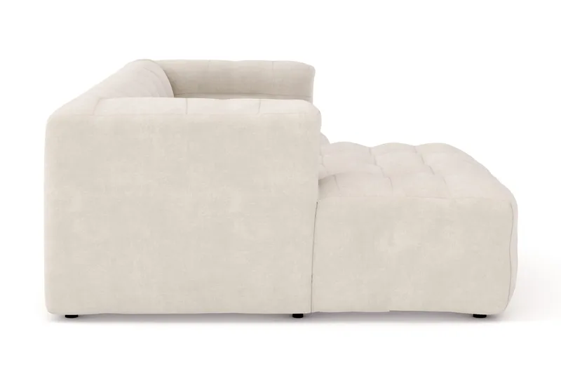 Puffy 3-seters boblete sofa med divan venstre - Beige - Møbler - Sofaer - Sofaer med sjeselong - 3 seters sofa med divan