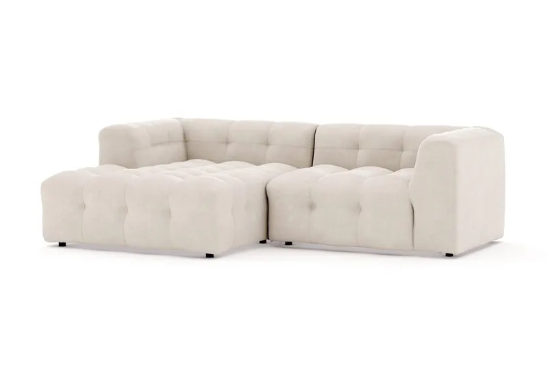 Puffy 3-seters boblete sofa med divan venstre - Beige - Møbler - Sofaer - Sofaer med sjeselong - 3 seters sofa med divan