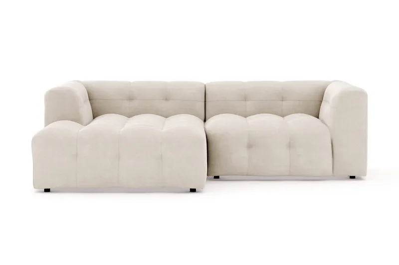 Puffy 3-seters boblete sofa med divan venstre - Beige - Møbler - Sofaer - Sofaer med sjeselong - 3 seters sofa med divan