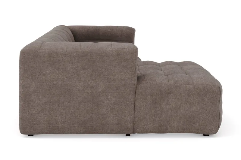 Puffy 3-seters boblete sofa med divan venstre - Brun - Møbler - Sofaer - Sofaer med sjeselong - 3 seters sofa med divan