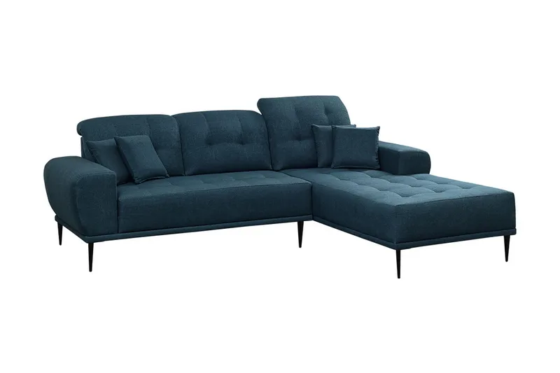 Rapale 3-seters Sofa med Divan Høyre med Puter - Blå - Møbler - Sofaer - Sofaer med sjeselong - 3 seters sofa med divan