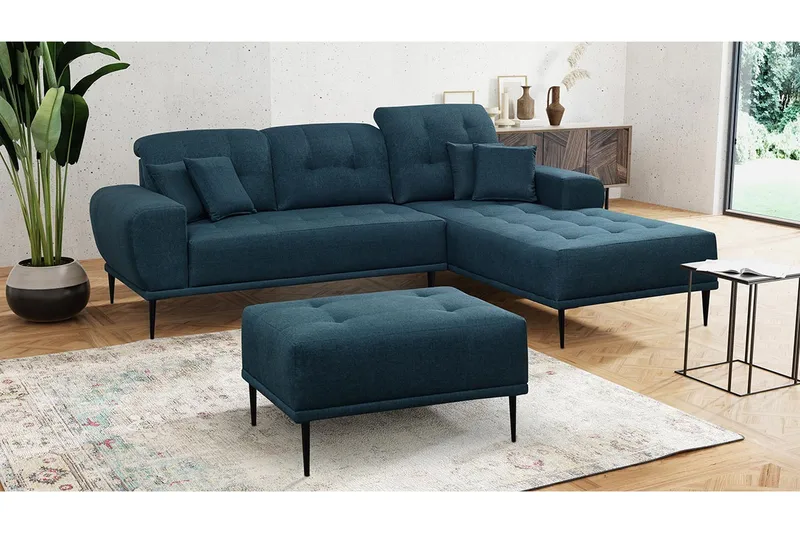 Rapale Sofagruppe Høyre med Fotskammel - Blå - Møbler - Sofaer - Sofaer med sjeselong