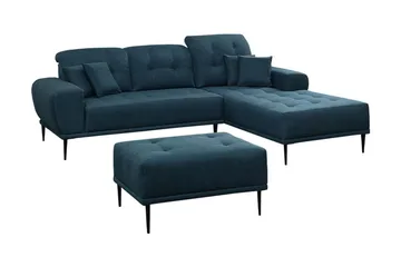 Rapale Sofagruppe Høyre med Fotskammel - Blå - Møbler - Sofaer - Sofaer med sjeselong