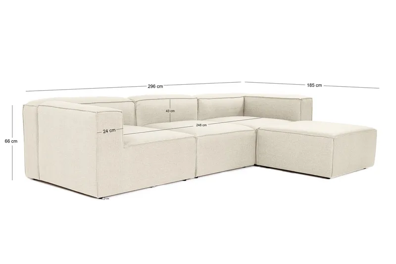 Redlands Sofa med Sjeselong 3-seter - Ecru - Møbler - Sofaer - Sofaer med sjeselong - 3 seters sofa med divan