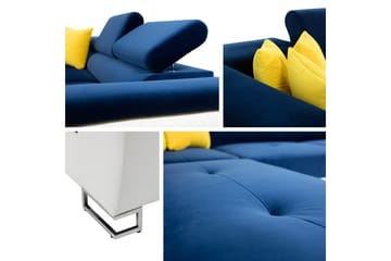 Reginia Sofa med Sjeselong 3-seter - Gul/Lys grå - Møbler - Sofaer - Fløyelssofaer