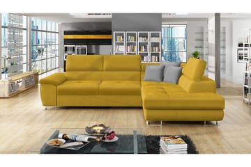 Reginia Sofa med Sjeselong 3-seter - Gul/Lys grå - Møbler - Sofaer - Fløyelssofaer