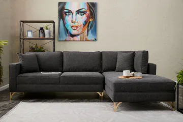 Retzow Sofa med Divan 4-seter - Antrasitt - Møbler - Sofaer - Sofaer med sjeselong - 4 seters sofa med divan