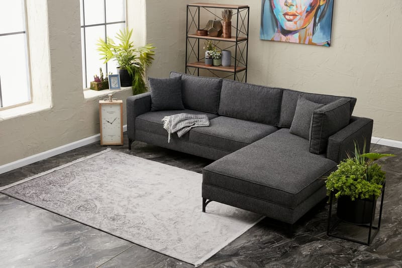 Retzow Sofa med Sjeselong 4-seter - Antrasitt - Møbler - Sofaer - Sofaer med sjeselong - 4 seters sofa med divan