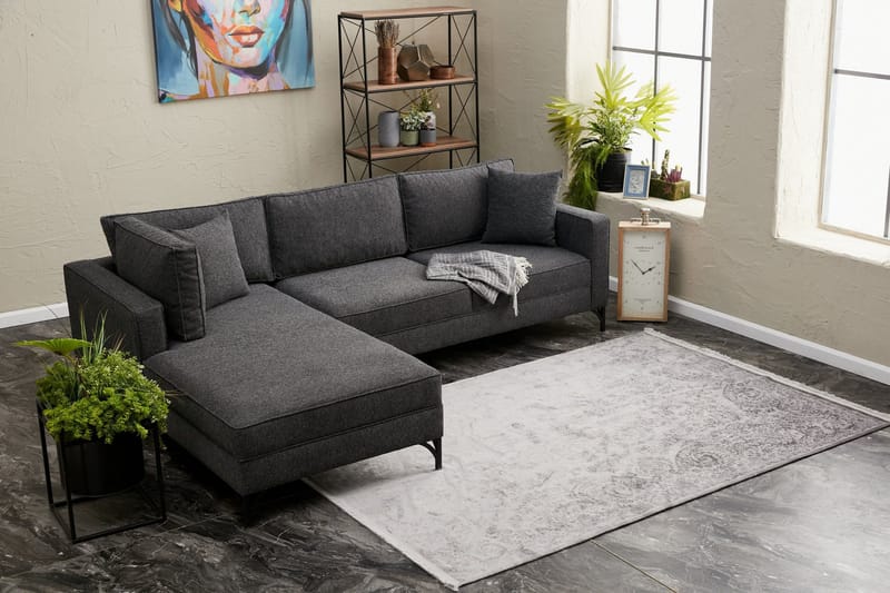 Retzow Sofa med Sjeselong 4-seter - Antrasitt - Møbler - Sofaer - Sofaer med sjeselong - 4 seters sofa med divan