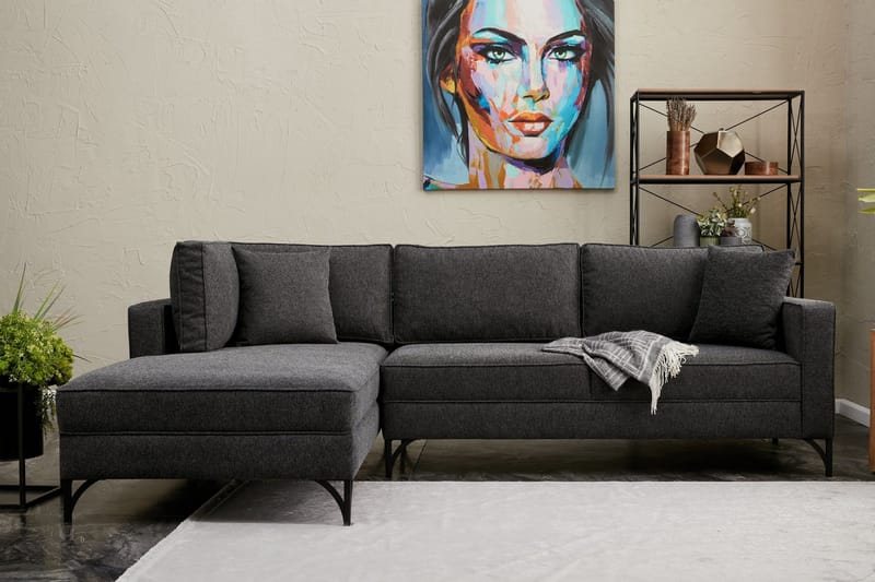 Retzow Sofa med Sjeselong 4-seter - Antrasitt - Møbler - Sofaer - Sofaer med sjeselong - 4 seters sofa med divan
