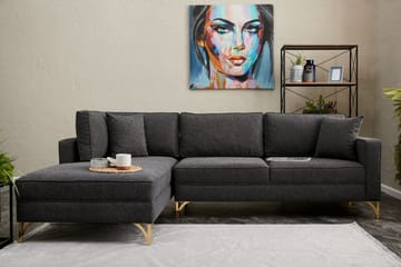 Retzow Sofa med Sjeselong 4-seter - Antrasitt - Møbler - Sofaer - Sofaer med sjeselong - 4 seters sofa med divan