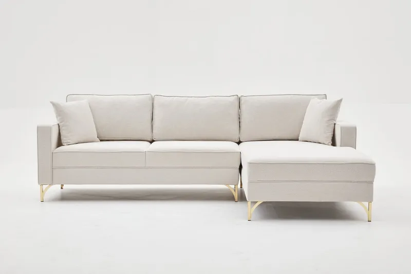 Retzow Sofa med Sjeselong 4-seter - Beige - Møbler - Sofaer - Sofaer med sjeselong - 4 seters sofa med divan