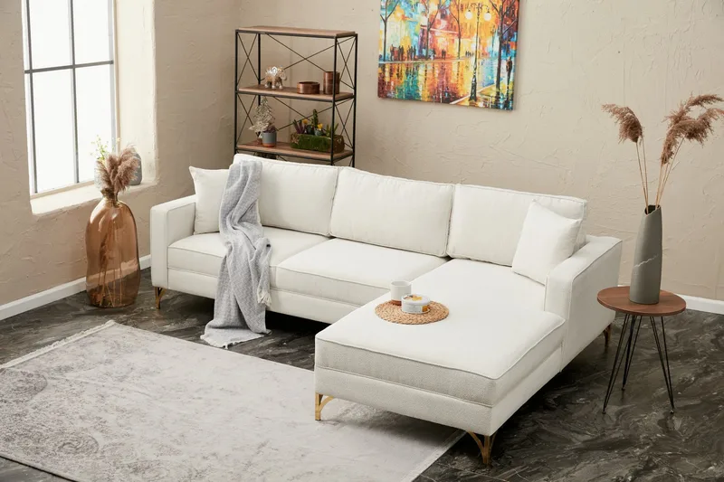 Retzow Sofa med Sjeselong 4-seter - Beige - Møbler - Sofaer - Sofaer med sjeselong - 4 seters sofa med divan