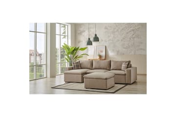 Rivran Sofa med Divan 4-sits - Krem - Møbler - Sofaer - Sofaer med sjeselong - 4 seters sofa med divan