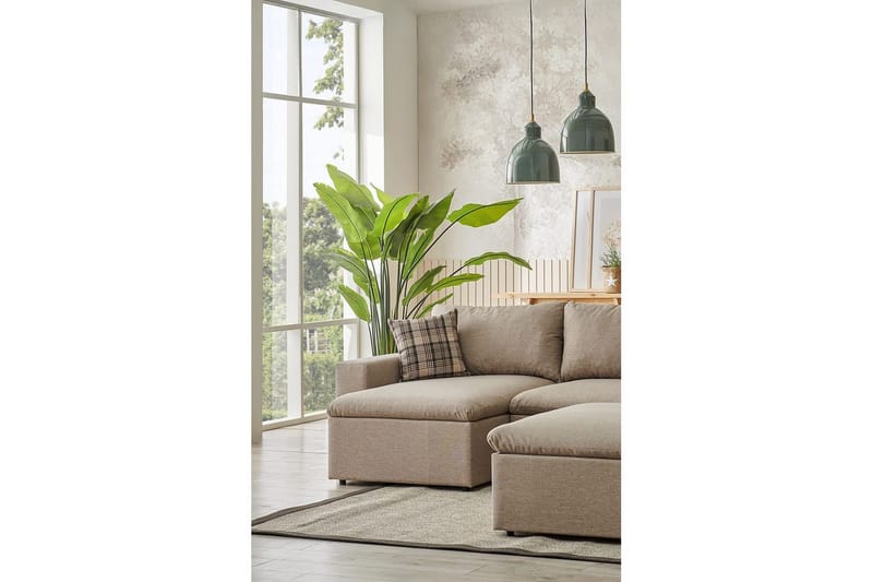 Rivran Sofa med Divan 4-sits - Krem - Møbler - Sofaer - Sofaer med sjeselong - 4 seters sofa med divan