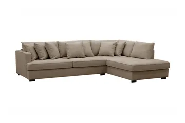 Rossita 4-seters høyrevendt, L-formet dyp sjeselongsofa i stoff - Brun - Møbler - Sofaer - Sofaer med sjeselong - 4 seters sofa med divan