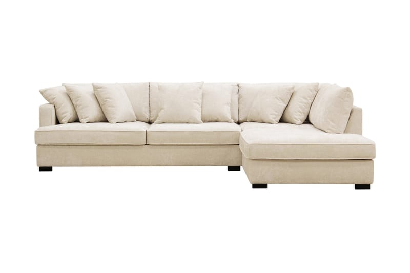 Rossita 4-seters Høyrevendt L-formet Dyp Sjeselongsofa i Chenille - Beige - Møbler - Sofaer - Sofaer med sjeselong - 4 seters sofa med divan