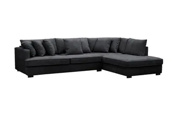 Rossita 4-seters Høyrevendt L-formet Dyp Sjeselongsofa i Chenille - Svart - Møbler - Sofaer - Sofaer med sjeselong - 4 seters sofa med divan
