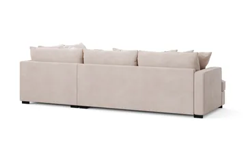 Rossita 4-seters Høyrevendt L-formet Dyp Sjeselongsofa i Fløyel - Beige - Møbler - Sofaer - Sofaer med sjeselong - 4 seters sofa med divan