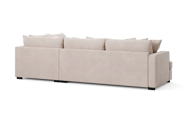 Rossita 4-seters Høyrevendt L-formet Dyp Sjeselongsofa i Fløyel - Beige - Møbler - Sofaer - Sofaer med sjeselong - 4 seters sofa med divan