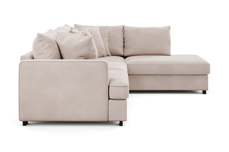 Rossita 4-seters Høyrevendt L-formet Dyp Sjeselongsofa i Fløyel - Beige - Møbler - Sofaer - Sofaer med sjeselong - 4 seters sofa med divan