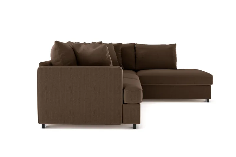 Rossita 4-seters Høyrevendt L-formet Dyp Sjeselongsofa i Kordfløyel - Brun - Møbler - Sofaer - Sofaer med sjeselong - 4 seters sofa med divan