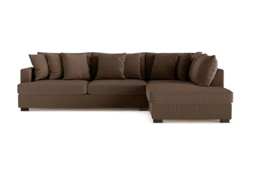 Rossita 4-seters Høyrevendt L-formet Dyp Sjeselongsofa i Kordfløyel - Brun - Møbler - Sofaer - Sofaer med sjeselong - 4 seters sofa med divan