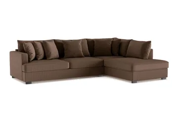 Rossita 4-seters Høyrevendt L-formet Dyp Sjeselongsofa i Kordfløyel - Brun - Møbler - Sofaer - Sofaer med sjeselong - 4 seters sofa med divan