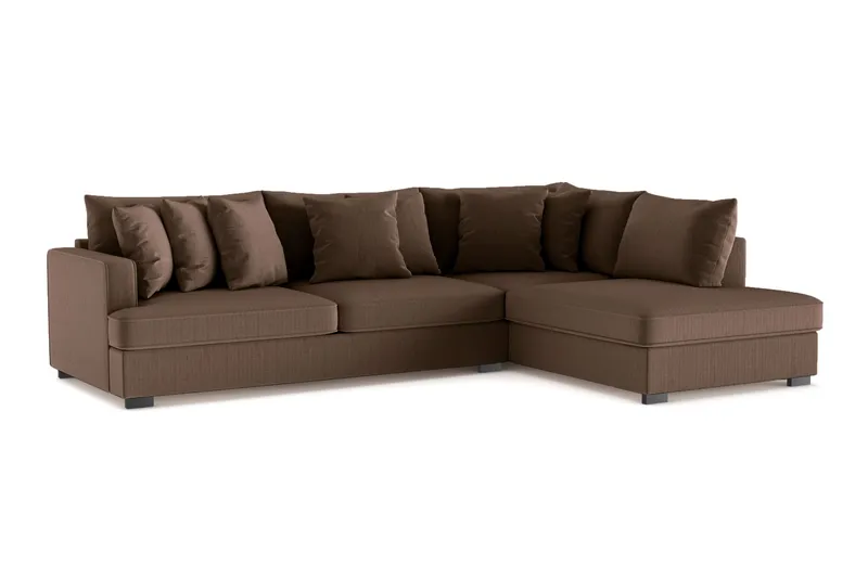 Rossita 4-seters Høyrevendt L-formet Dyp Sjeselongsofa i Kordfløyel - Brun - Møbler - Sofaer - Sofaer med sjeselong - 4 seters sofa med divan