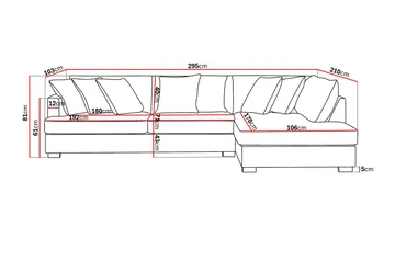 Rossita 4-seters Høyrevendt L-formet Dyp Sjeselongsofa i Kordfløyel - Mørkegrå - Møbler - Sofaer - Sofaer med sjeselong - 4 seters sofa med divan