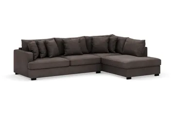 Rossita 4-seters Høyrevendt L-formet Dyp Sjeselongsofa i Kordfløyel - Mørkegrå - Møbler - Sofaer - Sofaer med sjeselong - 4 seters sofa med divan