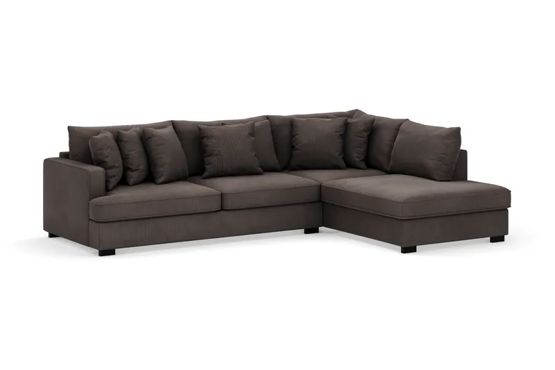 Rossita 4-seters Høyrevendt L-formet Dyp Sjeselongsofa i Kordfløyel - Mørkegrå - Møbler - Sofaer - Sofaer med sjeselong - 4 seters sofa med divan