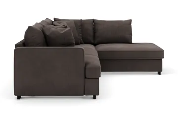 Rossita 4-seters Høyrevendt L-formet Dyp Sjeselongsofa i Kordfløyel - Mørkegrå - Møbler - Sofaer - Sofaer med sjeselong - 4 seters sofa med divan