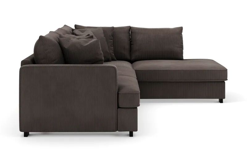 Rossita 4-seters Høyrevendt L-formet Dyp Sjeselongsofa i Kordfløyel - Mørkegrå - Møbler - Sofaer - Sofaer med sjeselong - 4 seters sofa med divan