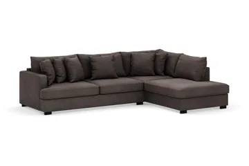 Rossita 4-seters Høyrevendt L-formet Dyp Sjeselongsofa i Kordfløyel - Mørkegrå - Møbler - Sofaer - Sofaer med sjeselong - 4 seters sofa med divan