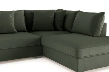Rossita 4-seters Høyrevendt L-formet Dyp Sjeselongsofa i Kordfløyel - Mørkegrønn - Møbler - Sofaer - Sofaer med sjeselong - 4 seters sofa med divan