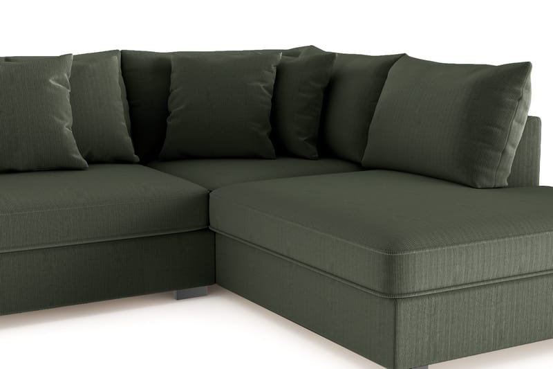 Rossita 4-seters Høyrevendt L-formet Dyp Sjeselongsofa i Kordfløyel - Mørkegrønn - Møbler - Sofaer - Sofaer med sjeselong - 4 seters sofa med divan
