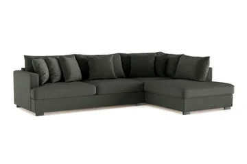 Rossita 4-seters Høyrevendt L-formet Dyp Sjeselongsofa i Kordfløyel - Mørkegrønn - Møbler - Sofaer - Sofaer med sjeselong - 4 seters sofa med divan