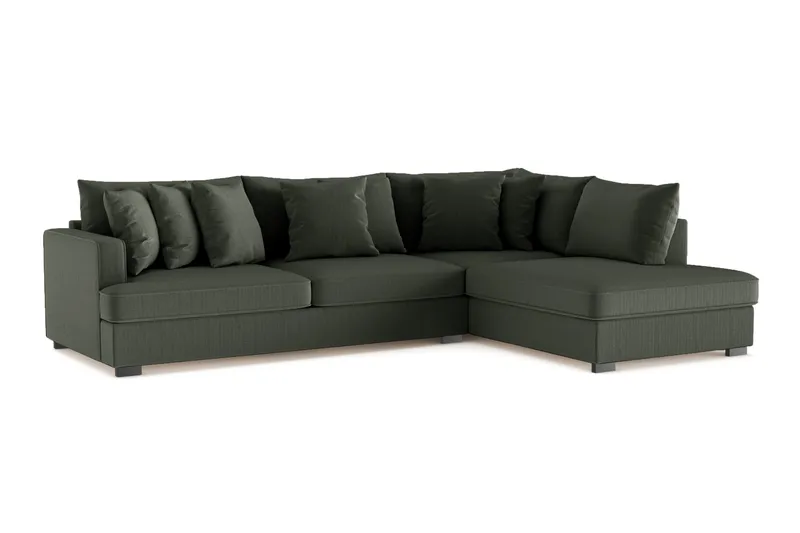 Rossita 4-seters Høyrevendt L-formet Dyp Sjeselongsofa i Kordfløyel - Mørkegrønn - Møbler - Sofaer - Sofaer med sjeselong - 4 seters sofa med divan