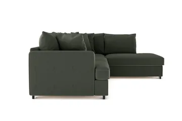 Rossita 4-seters Høyrevendt L-formet Dyp Sjeselongsofa i Kordfløyel - Mørkegrønn - Møbler - Sofaer - Sofaer med sjeselong - 4 seters sofa med divan