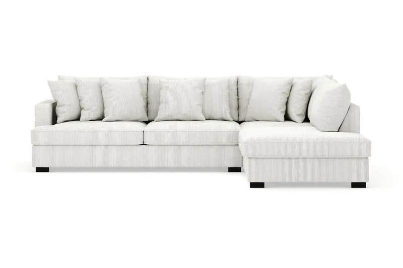 Rossita 4-seters Høyrevendt L-formet Dyp Sjeselongsofa i Kordfløyel - Offwhite - Møbler - Sofaer - Sofaer med sjeselong - 4 seters sofa med divan