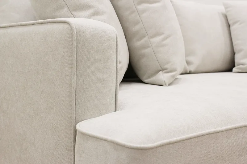 Rossita 4-seters Høyrevendt L-formet Dyp Sjeselongsofa i Stoff - Beige - Møbler - Sofaer - Sofaer med sjeselong - 4 seters sofa med divan