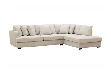 Rossita 4-seters Høyrevendt L-formet Dyp Sjeselongsofa i Stoff - Beige - Møbler - Sofaer - Sofaer med sjeselong - 4 seters sofa med divan