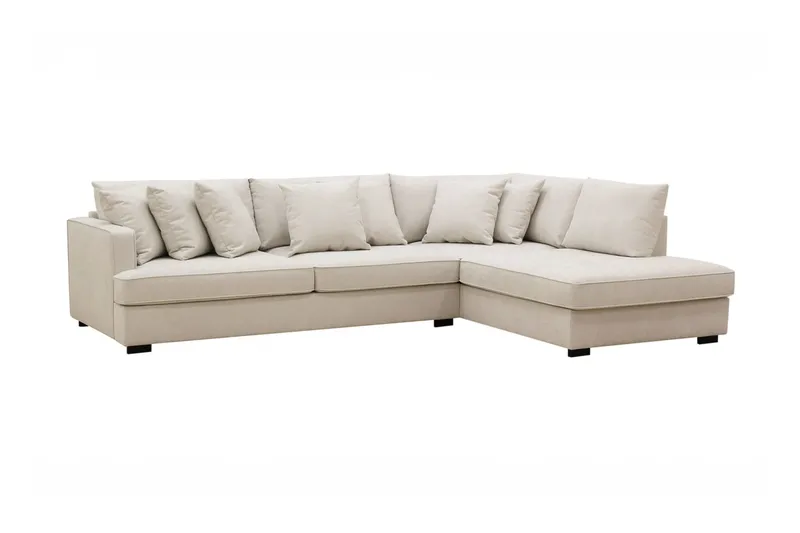 Rossita 4-seters Høyrevendt L-formet Dyp Sjeselongsofa i Stoff - Beige - Møbler - Sofaer - Sofaer med sjeselong - 4 seters sofa med divan