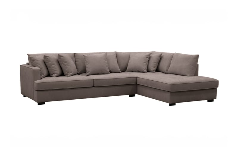Rossita 4-seters Høyrevendt L-formet Dyp Sjeselongsofa i Stoff - Brun - Møbler - Sofaer - Sofaer med sjeselong - 4 seters sofa med divan
