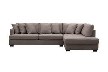 Rossita 4-seters Høyrevendt L-formet Dyp Sjeselongsofa i Stoff - Brun - Møbler - Sofaer - Sofaer med sjeselong - 4 seters sofa med divan